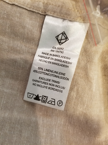 Point Zero Linen Long Sleeve Button Up Shirt Tan Mens Large Retro Resortwear - Picture 5 of 7