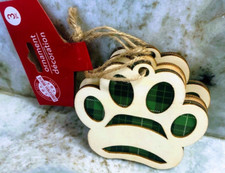 Christmas Dog Paw Print Christmas Tree Ornament:4  x 3  -1pk of 3pcs-NEW-SHIP24HR