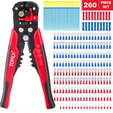 260 Piece 3 in 1 Wire Stripper Self-Adjustable Crimper Plier Set Terminals Tools
