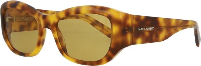 Occhiali da sole Saint Laurent 55 mm marroni tartaruga geometrici nuovi con scatola SL498 SKU200:30011869