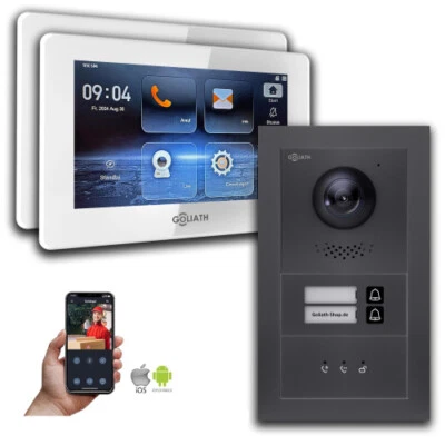 Goliath 2-Draht BUS Video Türklingel: 2 Familienhaus, Anzeige, Anthrazit