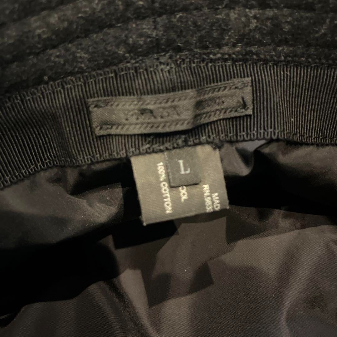 Prada Bucket Hat Wool Triangle Plate Patch Felt S… - image 5