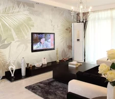 3D Light Grey Leaves G14954 Wallpaper Wall Murals Removable Self-adhesive Honey