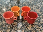 Fiesta Homer Laughlin HLC Ring Handle Mugs Orange Set of 4 Lot mug latte coffee