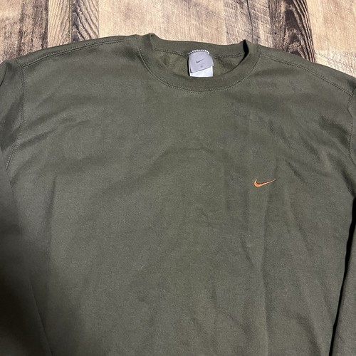 Vintage Nike Y2K Olive Orange Swoosh Crewneck 2XL - Picture 2 of 6