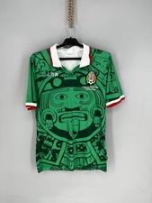 Mexico 98 World Cup Home Jersey ABA Sport L Green Aztec Calendar Vintage