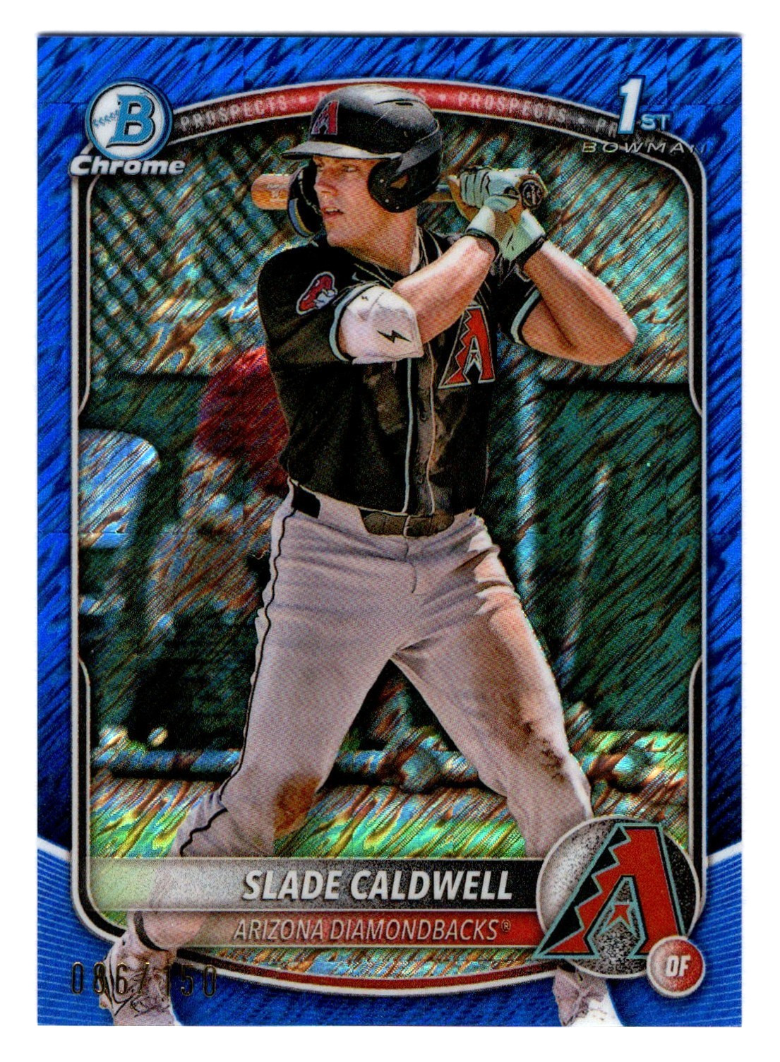 Slade Caldwell 2025 Bowman Chrome 1st Year Blue Shimmer Refractor SP 86/150