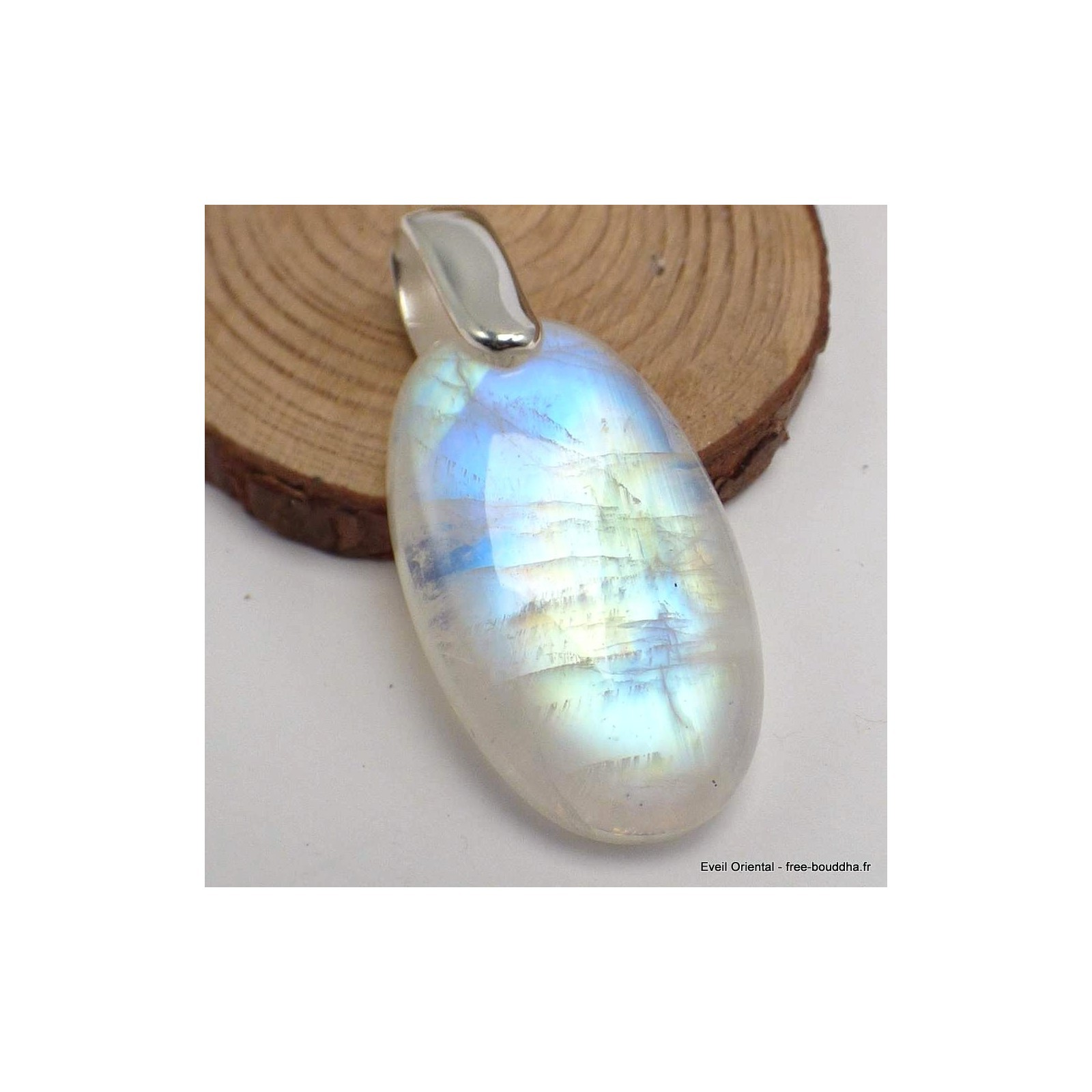 Pendentif Péristérite authentique bleue jaune CWA12.30 en argent