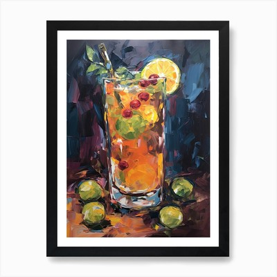 Pimms Cup Cocktail Oil Painting 1 A Framed Wall Art Poster Canvas Print Picture