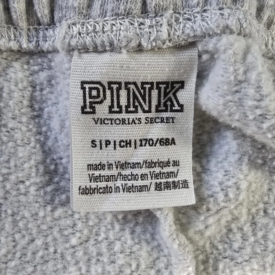Pantalones Cortos de Salón Victoria’s Secret ROSA Gris Polar Pequeño S Dobladillo Enrollado Cordón Foto 2 de 4