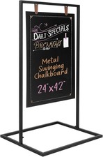 Metal Double Sided Swinging Chalkboard Sign - 24x42 in, Magnetic