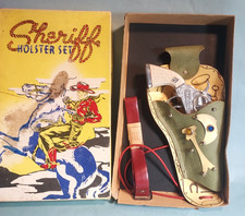 Vintage Sheriff Gun  Holster Set w/ Cap Gun Boxed 1950's