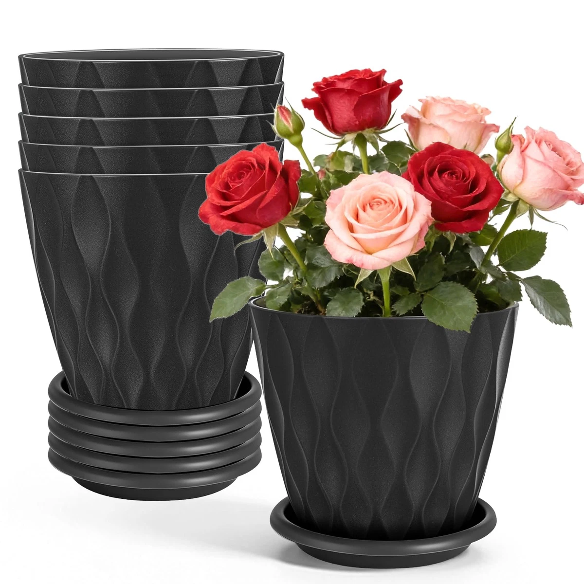 Vasi Sospesi Autoirriganti 25,4 Cm - Confezione 2 Fioriere Con Serbatoio 1,18L - Interno/Esterno, Nero/Marrone