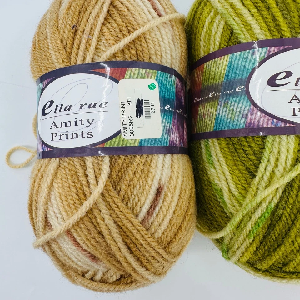 Lote Mixto 3 Impresiones Ella Rae Amity Hilos Rosa Verde Tostado Mezcla Lana Peso Peor Foto 2 de 4