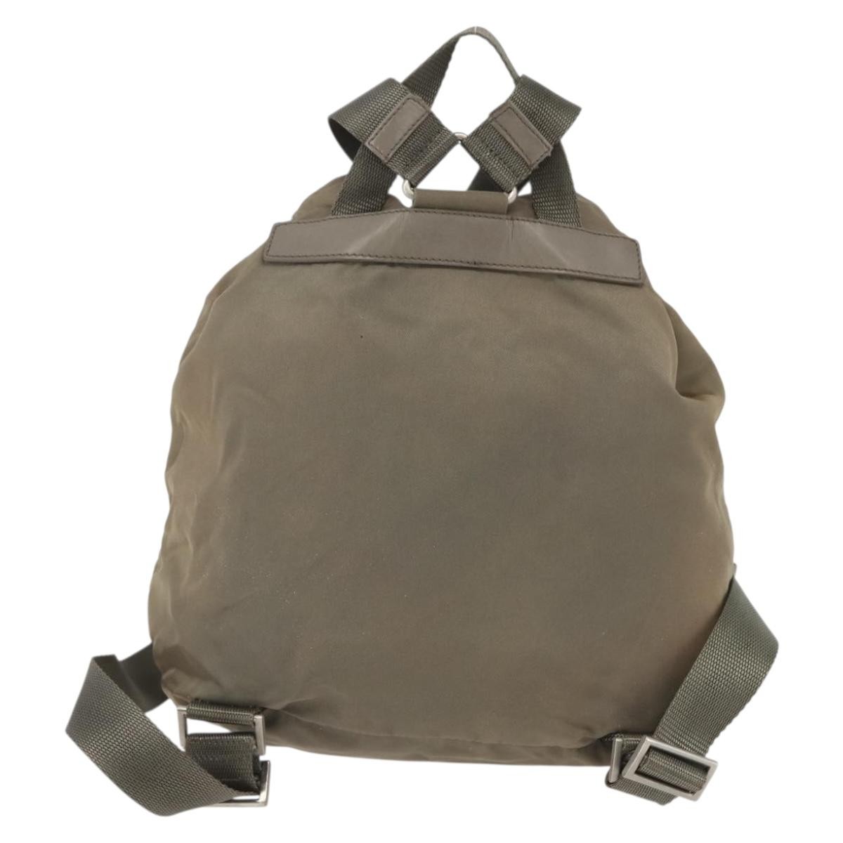 PRADA Backpack Nylon Khaki Silver Auth 163902 thumbnail 3