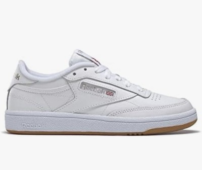 Reebok Club C 85 White Leather Lace-Up Low Top Sneakers Gum Rubber Sole