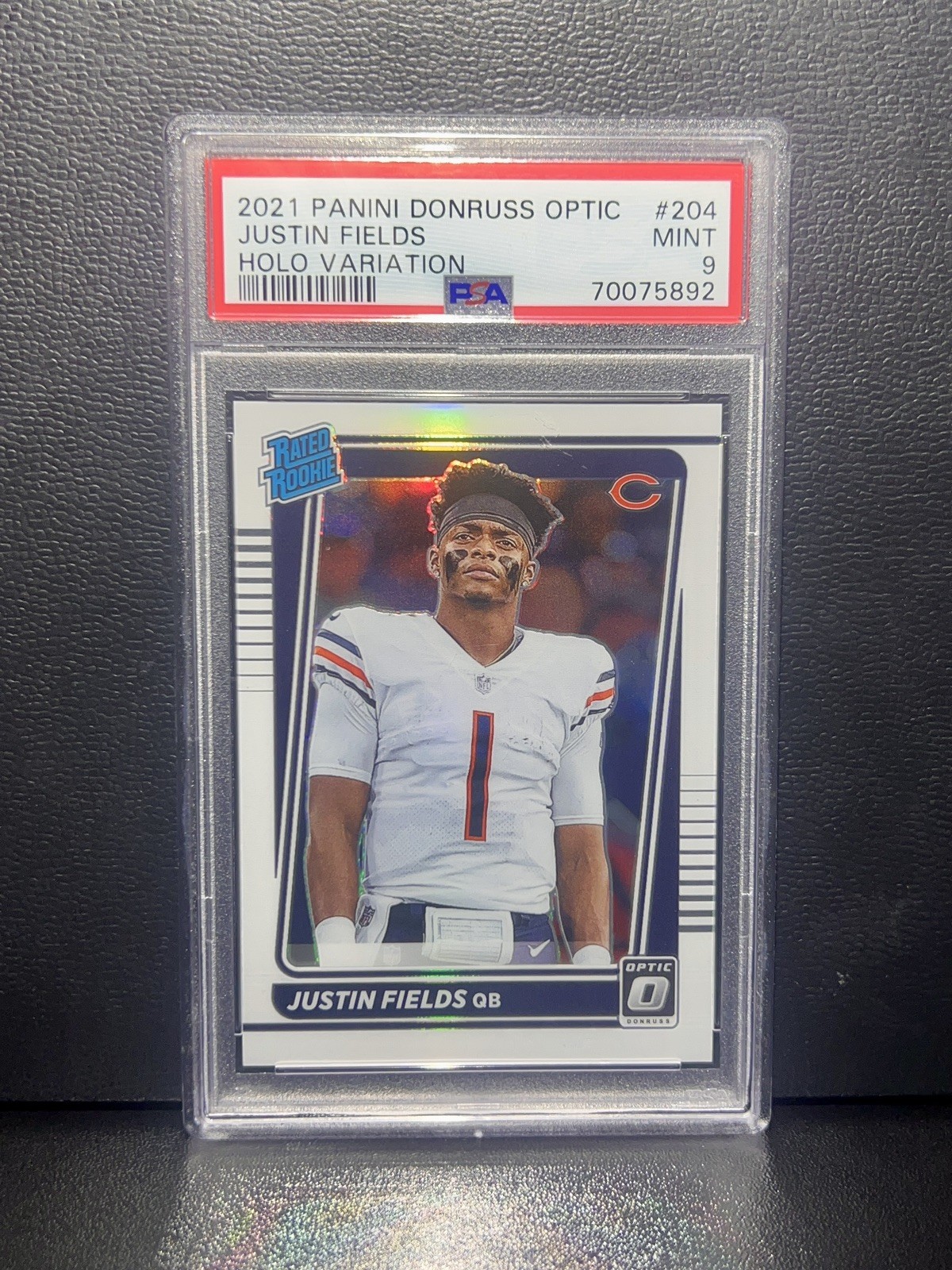 Justin Fields RC PSA 9 2021 Panini Donruss Optic #204 Holo Variation  BEARS