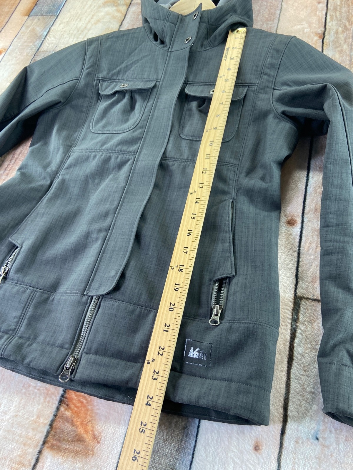 REI Elements Waterproof Shell Hooded Lined Rain J… - image 8