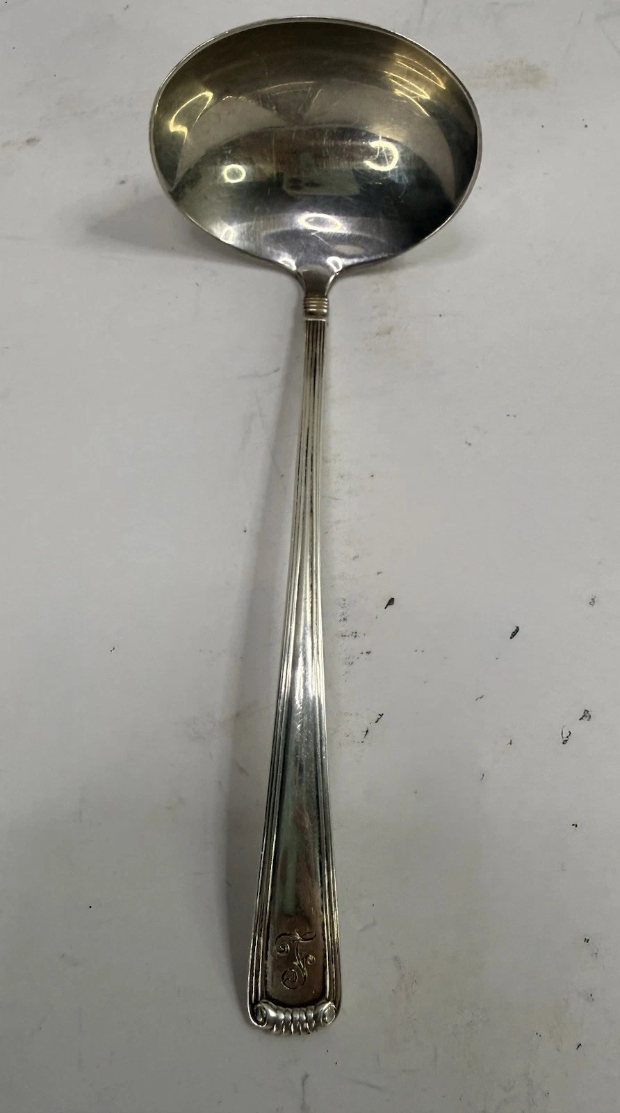 Schwanke Kasten Co Sterling Silver Gravy Sauce Ladle Monogram F 1.17oz Vintage