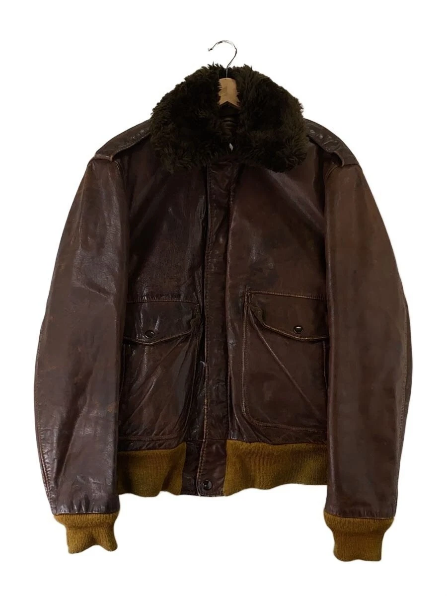 Chaqueta de vuelo Schott 70s G-1 con cuello de piel de cuero talla 42 marrón So