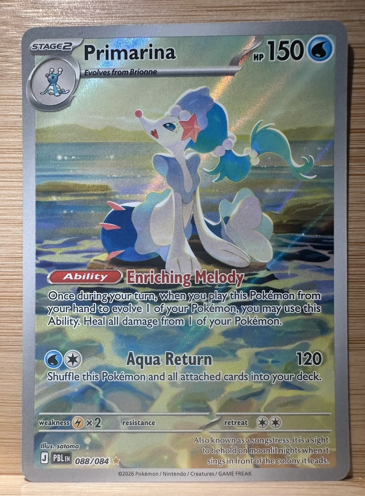 Pokemon TCG Primarina 88/84 Illustration Rare Pitch Black