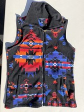 Chaps Aztec Woman’s Size Medium Black Fleece Vest Zip Up