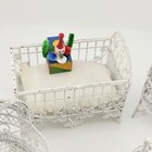 Vintage White Wrapped Wire Wicker Doll Furniture Nursery Set Crib Pram Chair — photo 4