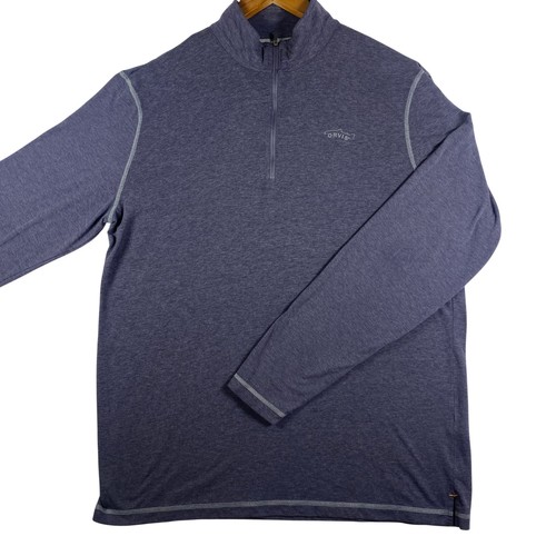 Orvis Mens Trout Bum Quarter Zip Pullover Long Sleeve Shirt Size L Blue