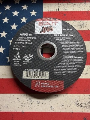 40 United Abrasives SAIT 23101 4-1/2''x.045x7/8 A60S-BF Metal Cut-Off Wheels 40PK