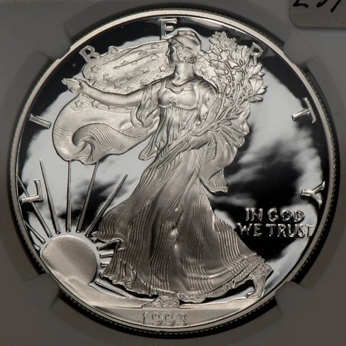 1993-P 1 oz Silver American Eagle - PQ Perfect - NGC PF 70 Ultra Cameo - E3469