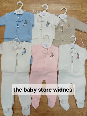 DANDELION Pusteblume Baby Jungen Mädchen Peter Hase Strickset Jacke Leggings mit Bommeln