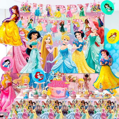 #ad #ad 116Pcs Disney Princess Birthday Party Tableware Decorations Plates Balloons Cups $23.99