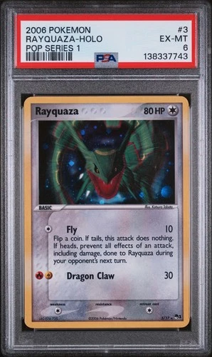 2006 Pokemon Pop Series 1 Rayquaza Rare Holo #3/19 PSA 6