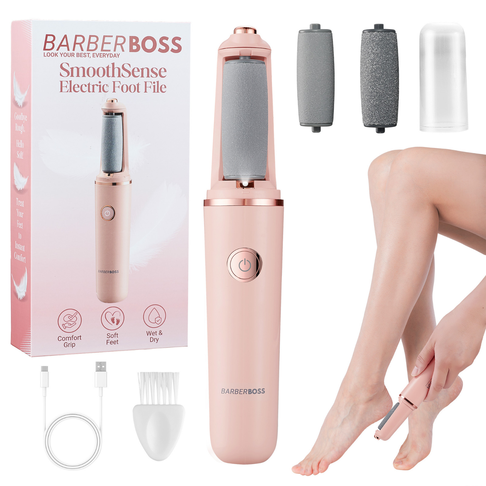 BarberBoss Electric Callus Remover for Feet, Portable Foot File, QR-5102