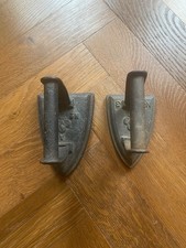 2 X Antique Cast Iron Flat Irons Press Victorian Heavy Metal Laundry Tool
