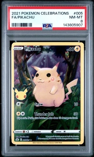 2021 POKEMON CELEBRATIONS #005 FULL ART/PIKACHU PSA 8