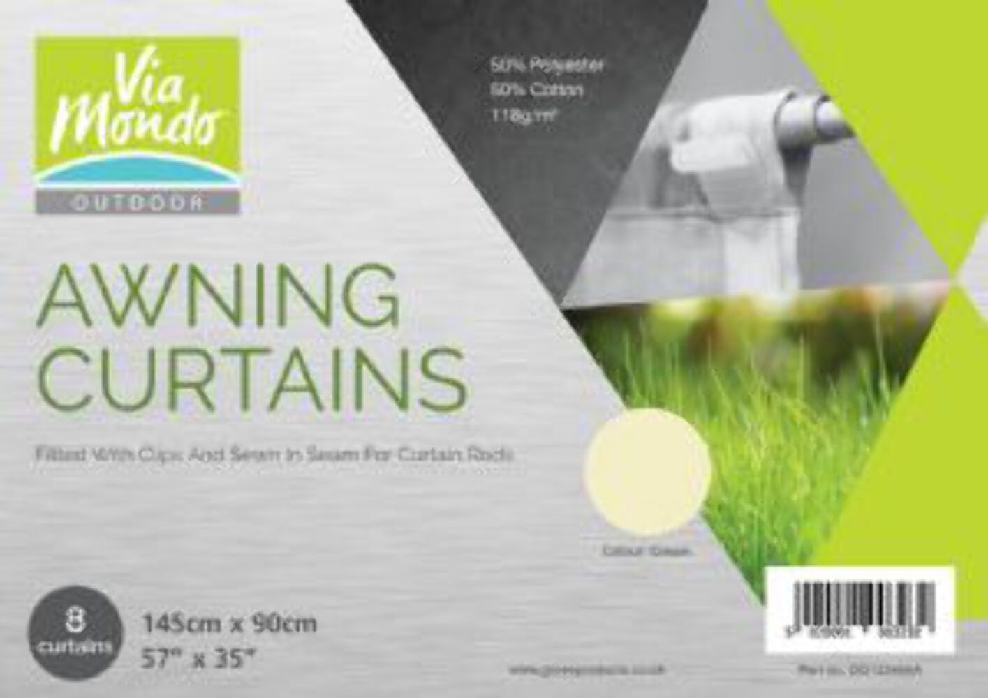 Via Mondo Awning Curtains 145 X 90Cm (8) Cream