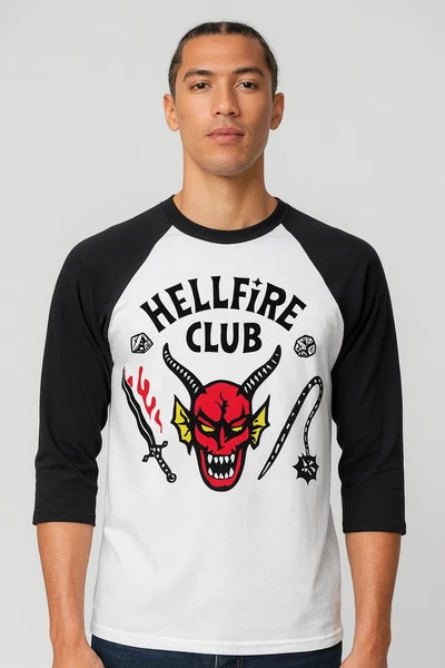 Stranger Things Hellfire Club ¾ Sleeve Raglan Shirt Unisex Free Shipping