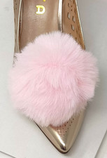 Light Pink Color Pom Pom Clip for Shoes 2pcs , Shoe Accessories, Faux Fur