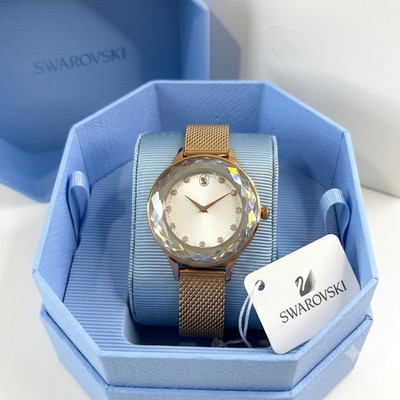 SWAROVSKI Nova Armreif Uhr Roségoldfarben Rosa Kristall Zifferblatt 5650011 Neu in Box