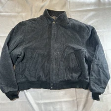 Vtg Rare Woolrich Mens Black Wool Bomber Jacket Flannel Lined XL Made In USA