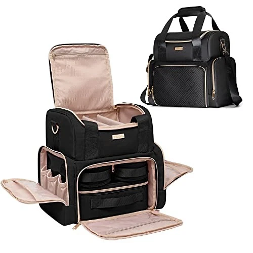 Large Makeup Bag with 3 Inner Case, Double Layer Cosmetic Organizer Case