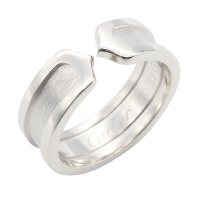 CARTIER C2 kleiner Ring 18 kWg Weißgold gebraucht Damen US-Größe 6,25 #53