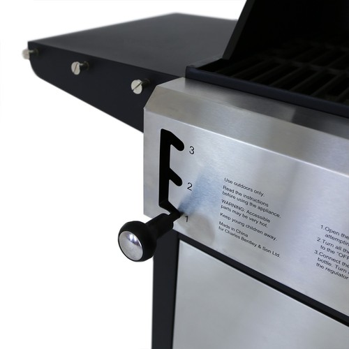 Charles Bentley Dual Burner Gas Grill & Charcoal Grill BBQ - Stainless Steel - Picture 7 of 7