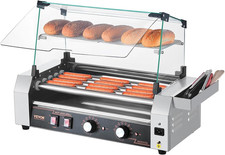 Hot Dog Roller, 12 Hot Dog 5 Rollers, Stainless Steel Sausage Grill Cooker, 750W