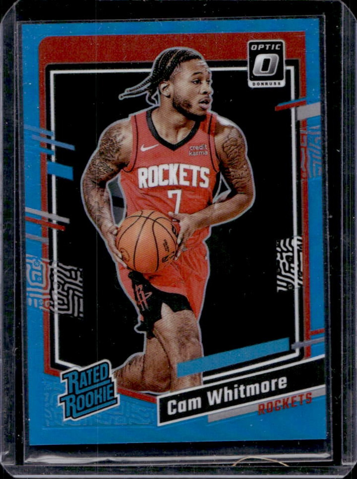 2023-24 Donruss Optic Cam Whitmore Aqua Prizm Rated Rookie #145/249 Rockets