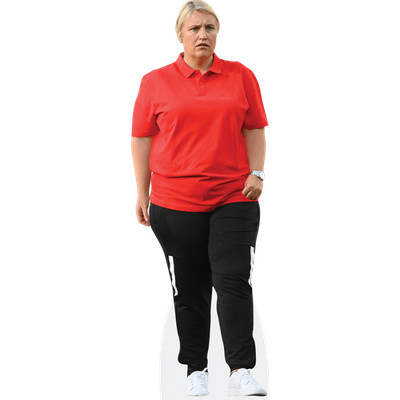 Emma Hayes (rotes Top) lebensgroßer Ausschnitt