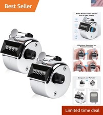 Clicker Counter, Metal Hand Tally Counter Clicker with 4 Digit Display, Pitch...