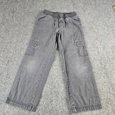 Jumping Beans Boys Charcoal Gray Cotton Cargo Pants Elastic Waist Size M 5/6