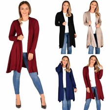 WOMEN LONG SLEEVE CARDIGAN WATERFALL STYLISH WRAP FLAIR OPEN CARIGAN 8-22